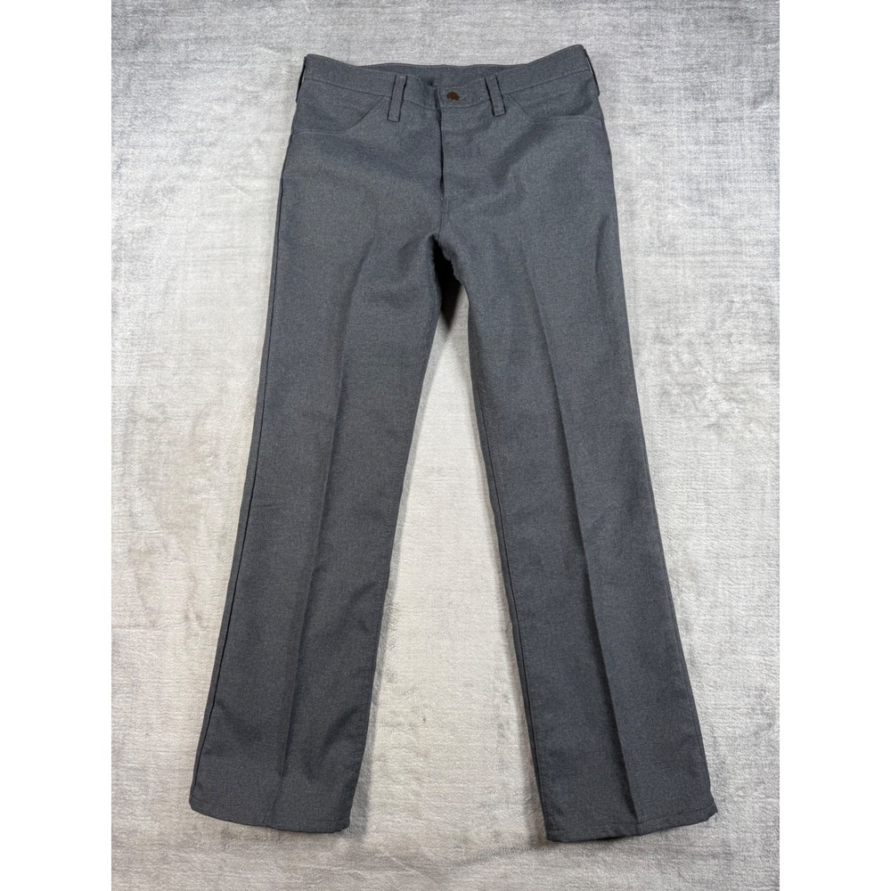 Wrangler Pants Mens 33x30 Grey Vintage Dress Slacks Straight Leg Twill Trousers